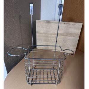 Chrome Over the Cabinet Door Hanging Storage Basket Organizer